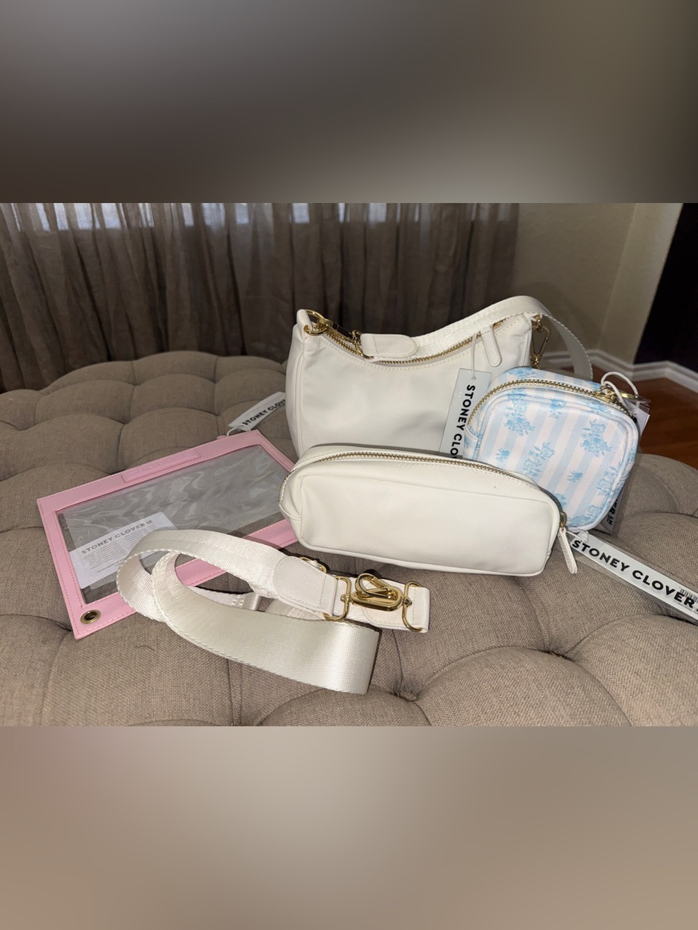 Stoney Clover Lane Cream Crossbody Bag Set with Gold Hardware